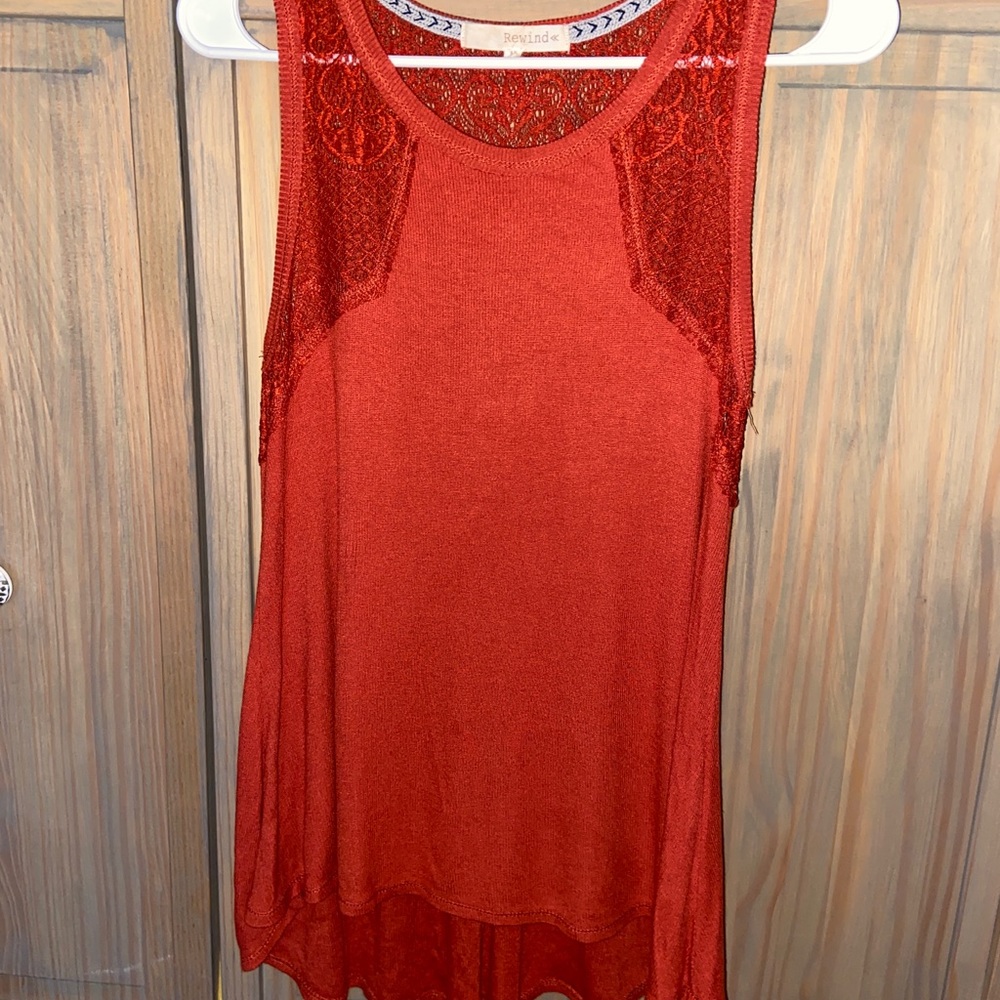 Burnt Orange Tank with Lace Detail